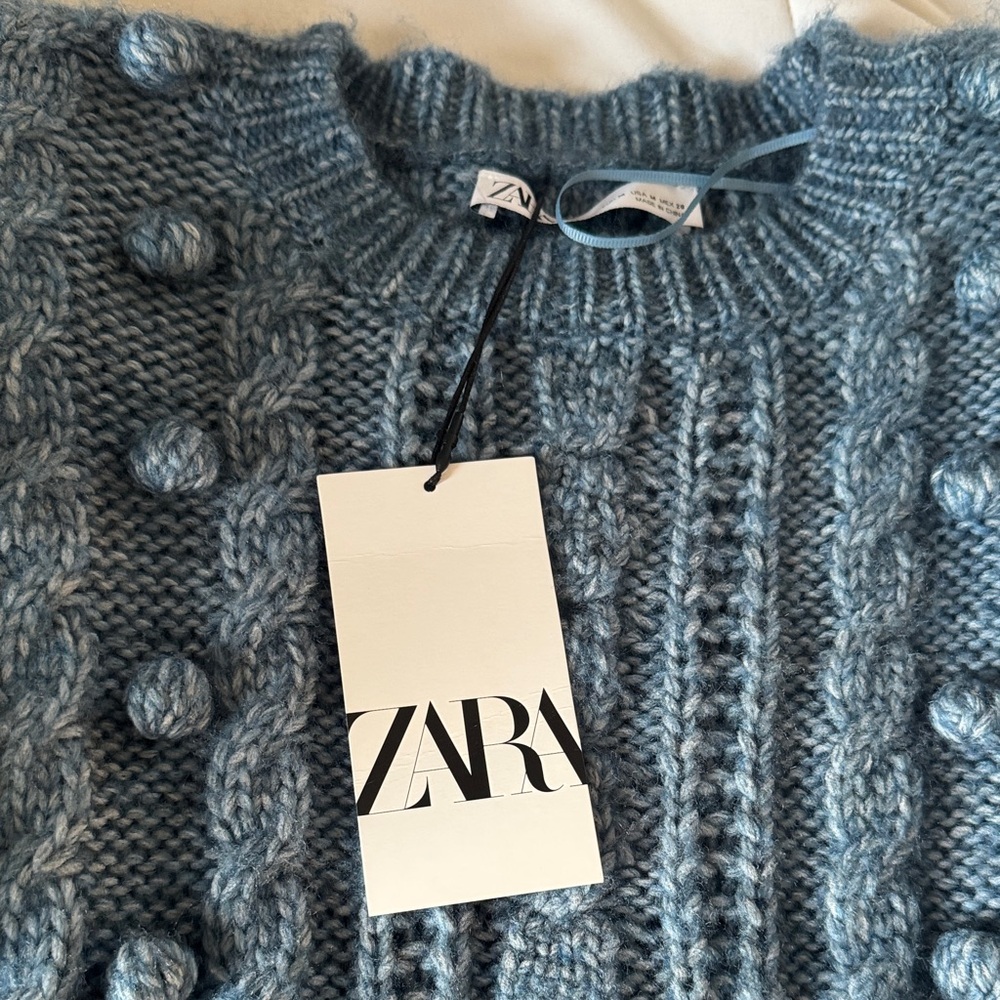 Zara Blue Cable Knit Sweater - Picture 5 of 5